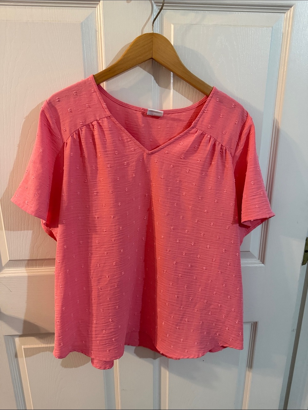 croft & barrow Coral Pink V-Neck Short Sleeve Blouse